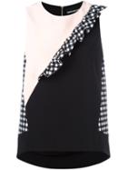 Marco Bologna Gingham Trim Top, Women's, Size: 44, Black, Polyester/spandex/elastane