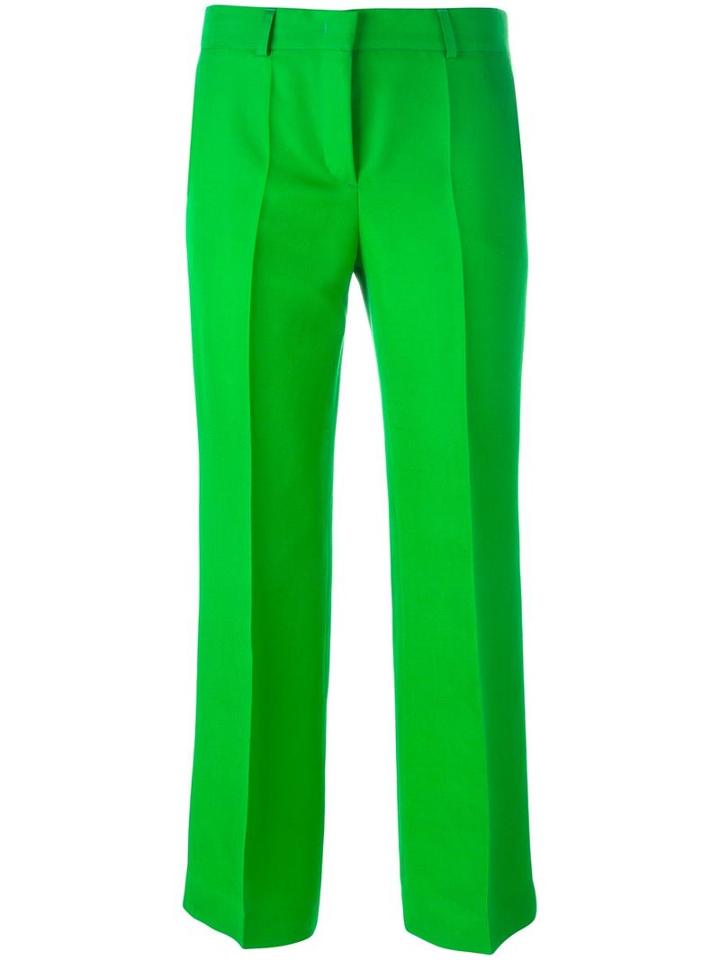 Emilio Pucci Straight Cropped Trousers, Women's, Size: 38, Green, Silk