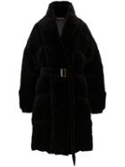 Alexandre Vauthier Velvet Feather Down Cotton Puffer Coat - Black