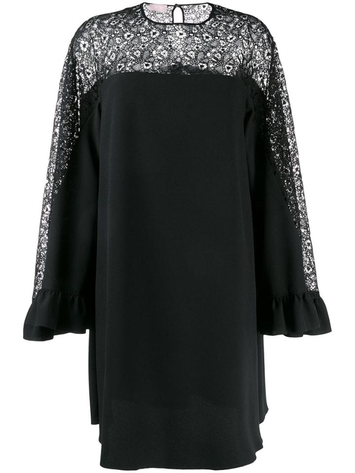 Giamba Lace Insert Swing Dress - Black