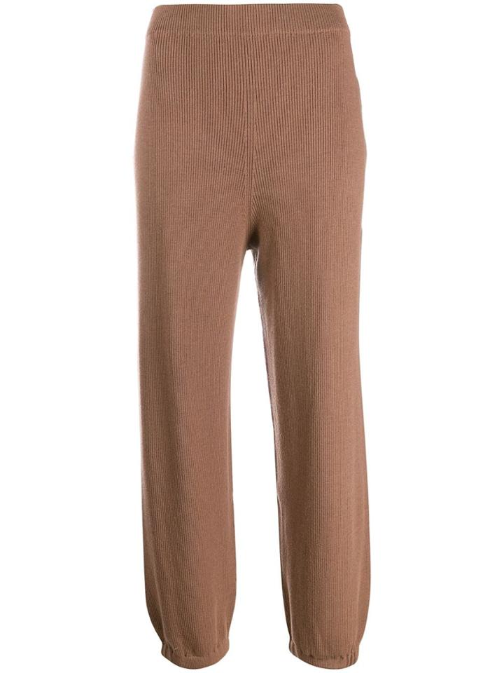 Circus Hotel Ribbed Knit Straight Trousers - Brown