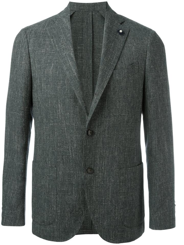Lardini Tweed Blazer, Men's, Size: 50, Grey, Cotton/linen/flax/wool