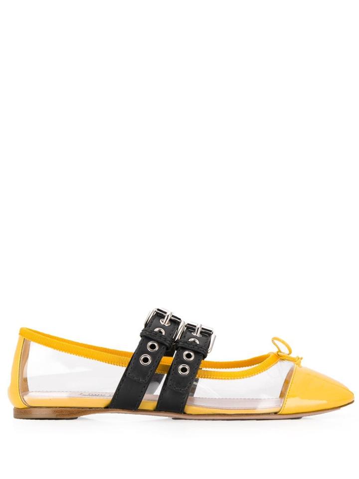 Miu Miu Buckled Ballerinas - Yellow