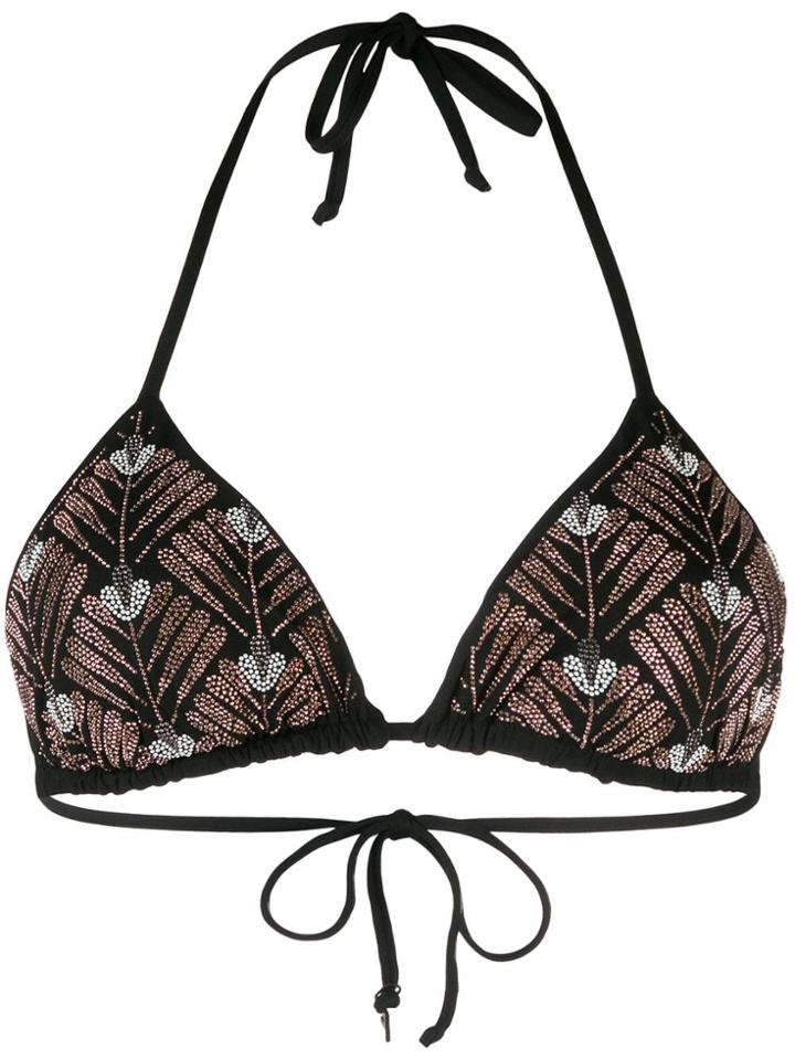 Fisico Rhinestone Bikini Top - Black