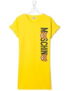 Moschino Kids Teen Teddy Logo T-shirt Dress - Yellow