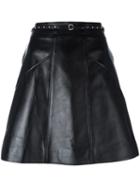 Coach A-line Short Skirt, Women's, Size: 4, Black, Lamb Skin/viscose