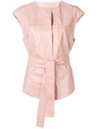Drome Belted Leather Waistcoat - Pink