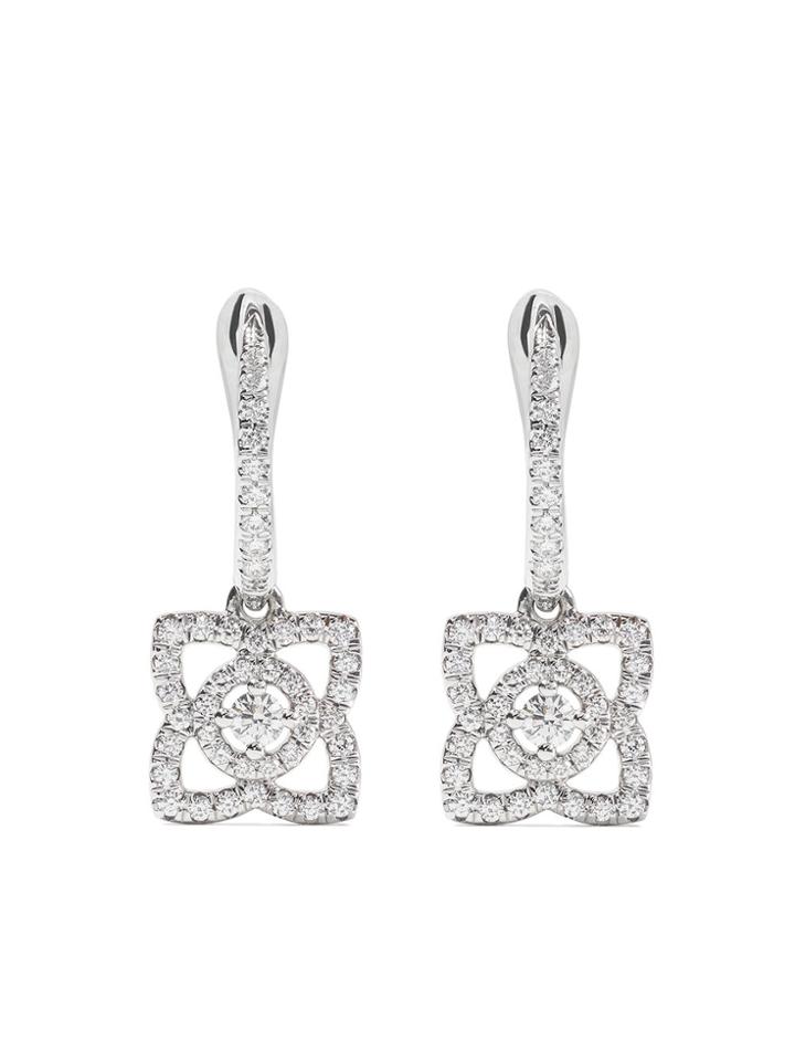 De Beers 18kt White Gold Enchanted Lotus Sleeper Diamond Earrings -