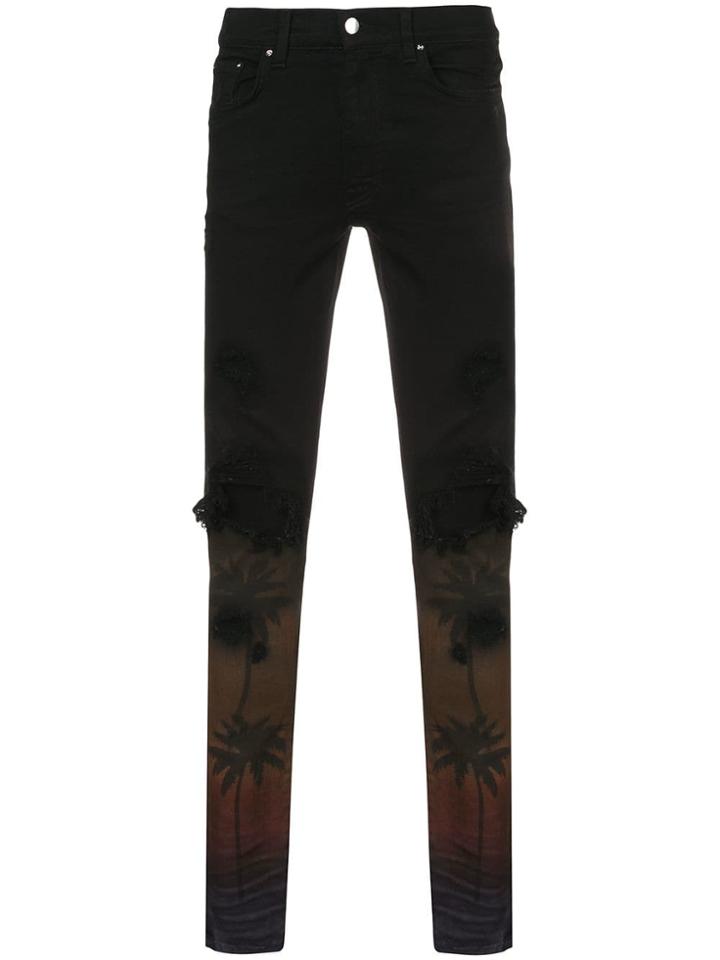 Amiri Palm Trees Skinny Jeans - Black