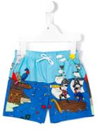 Dolce & Gabbana Kids Pirates Print Swim Shorts, Toddler Boy's, Size: 36 Mth, Blue