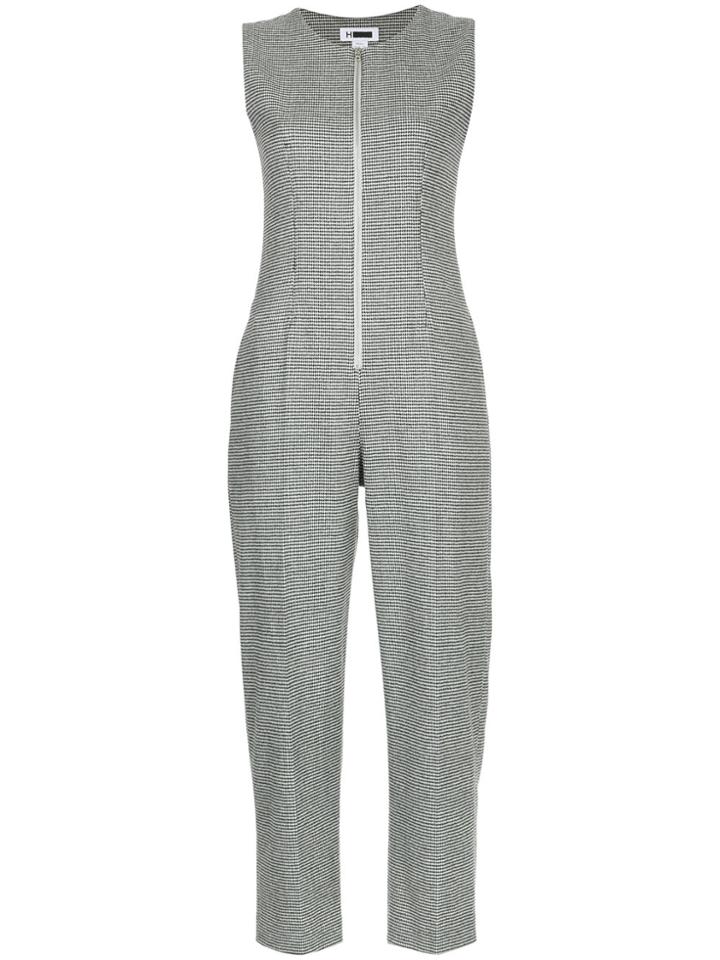 H Beauty & Youth Micro Houndstooth Cropped Jumpsuit - Black
