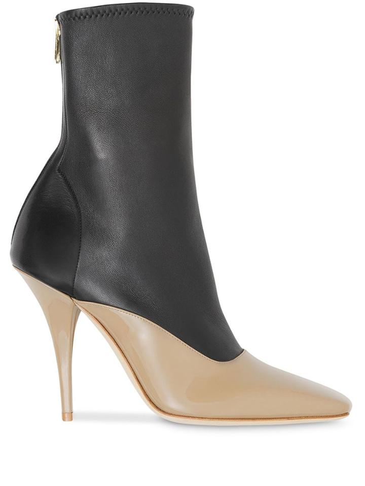 Burberry Two-tone Stiletto Boots - Black