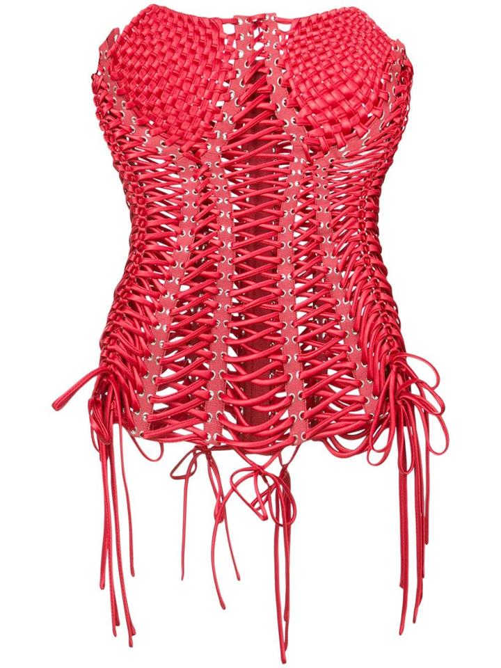 Dolce & Gabbana Woven Bustier Top - Red