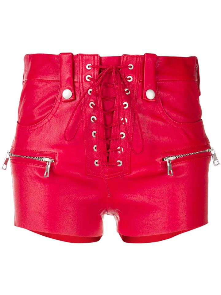 Unravel Project Lace-up Fitted Shorts - Red