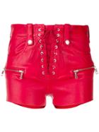 Unravel Project Lace-up Fitted Shorts - Red