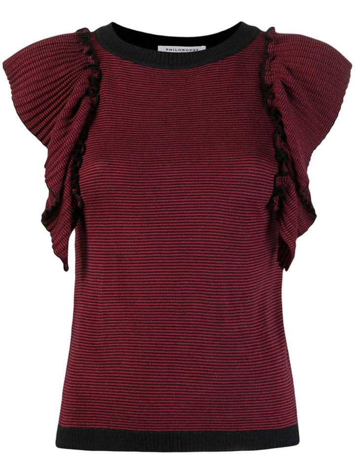 Philosophy Di Lorenzo Serafini Striped Knitted Top - Red