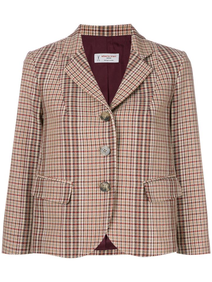 Alberto Biani Cropped Plaid Jacket - Brown