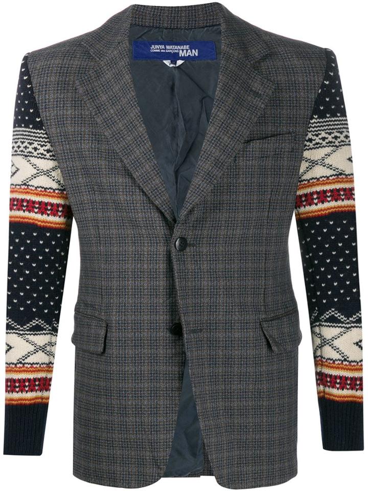 Junya Watanabe Knitted Sleeves Blazer - Grey