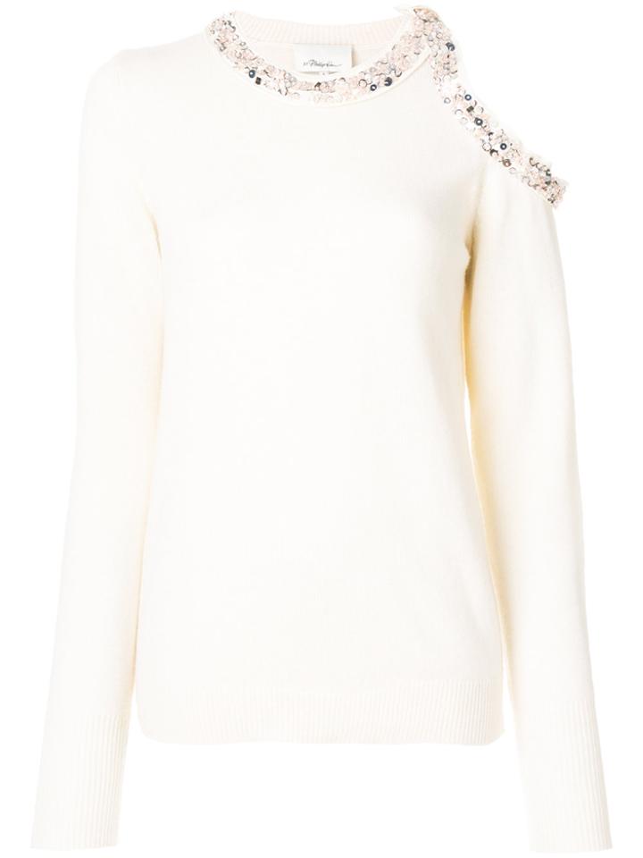 3.1 Phillip Lim Embellished Cold Shoulder Jumper - Nude & Neutrals