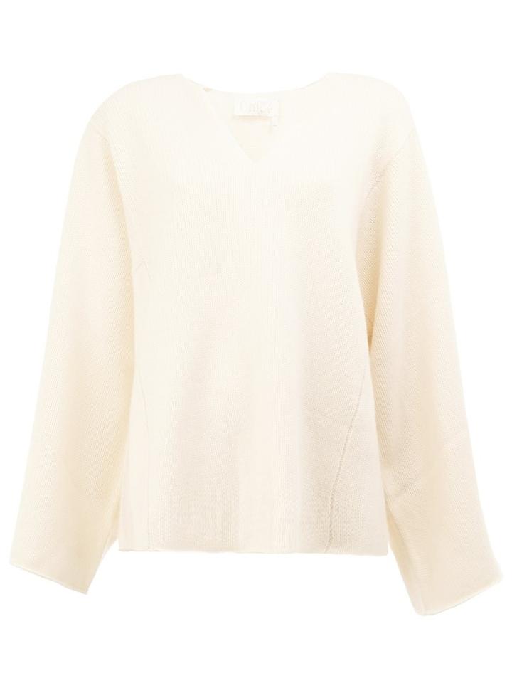 Chloé Oversized Raw Edge Jumper, Women's, Size: Xs, White, Cashmere