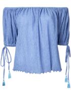 G.v.g.v. - Yoryu Chiffon Off Shoulder Blouse - Women - Polyester/polyurethane/tencel - 34, Blue, Polyester/polyurethane/tencel