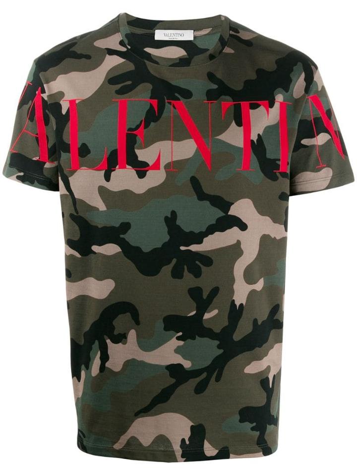 Valentino Camouflage Logo T-shirt - Green