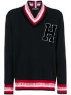 Hilfiger Collection Stripe Detail V-neck Jumper - Black