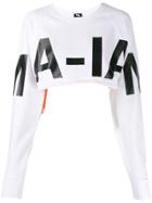 Mia-iam Slogan Cropped Sweatshirt - White