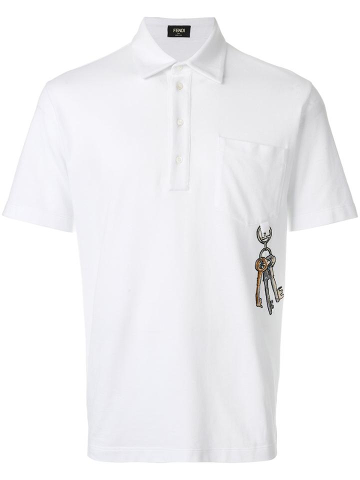 Fendi Embroidered Key Motif Polo - White