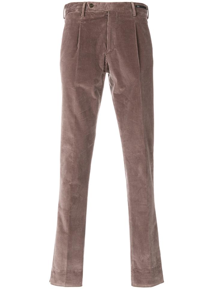 Pt01 Pleated Corduroy Trousers - Brown