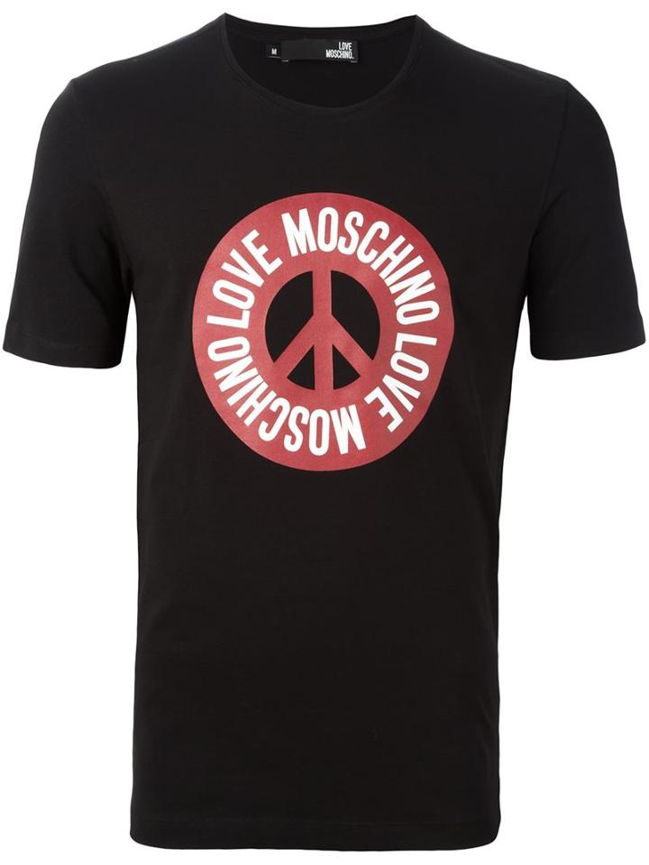 Love Moschino Logo Print T-shirt, Men's, Size: Xl, Black, Cotton/spandex/elastane