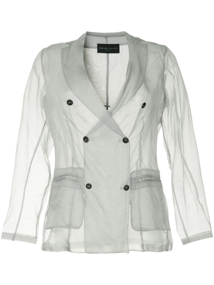Fabiana Filippi Sheer Double Breasted Blazer - Grey