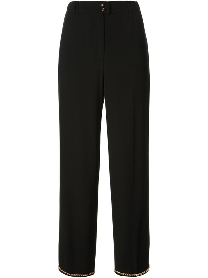 Chanel Vintage Wide Leg Crepe Trousers - Black