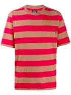 Stussy Striped Relaxed-fit T-shirt - Brown