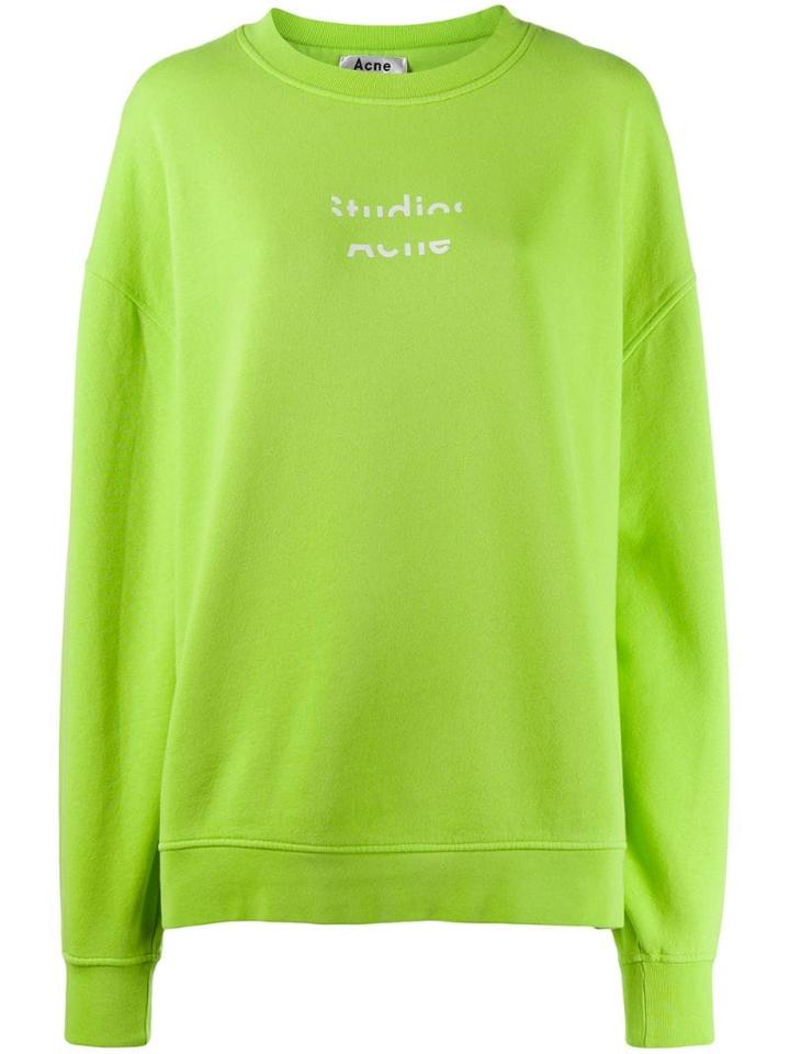 Acne Studios Broken Logo Print Sweatshirt - Green