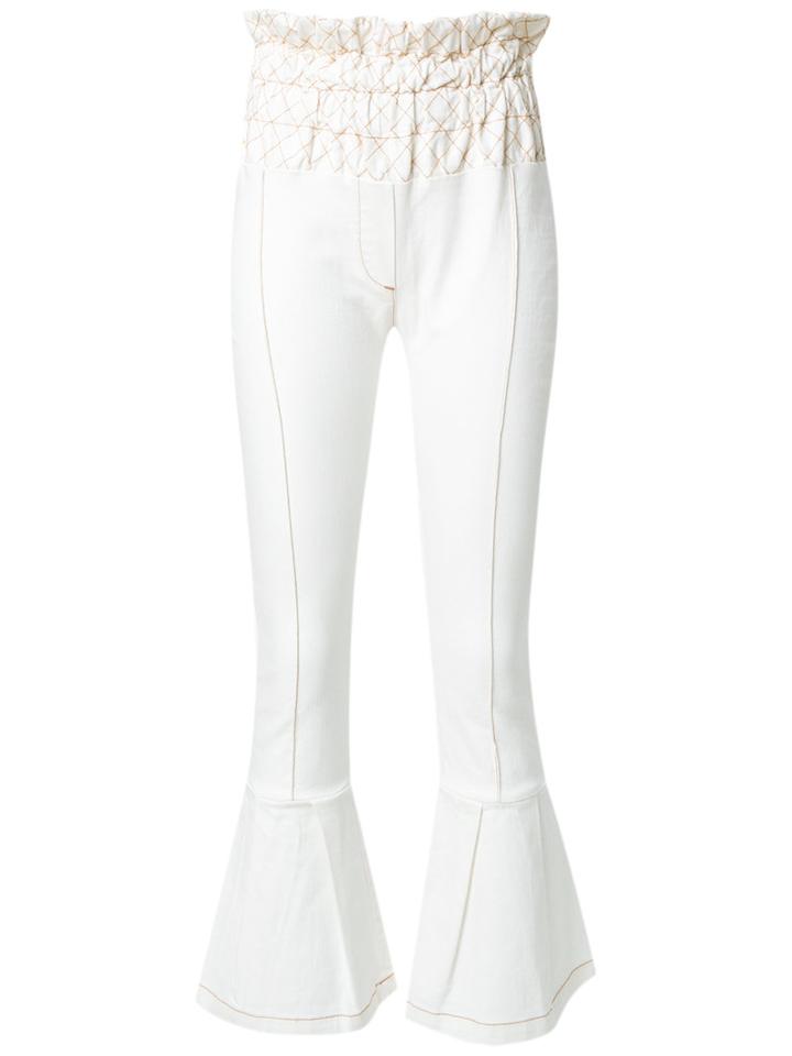 Andrea Bogosian Flared Jeans, Women's, Size: Medium, White, Cotton/spandex/elastane