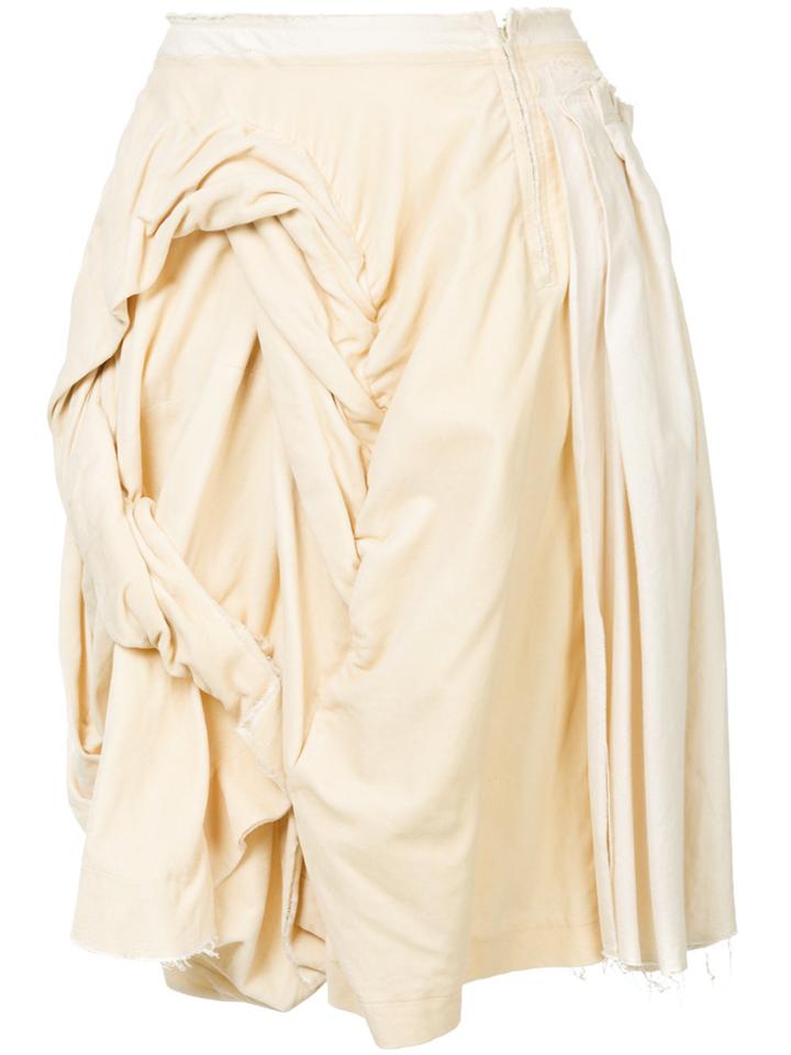 Comme Des Garçons Vintage Frayed Draped Skirt - White