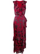 Saloni Anita Floral Printed Ruffle Dress - Red