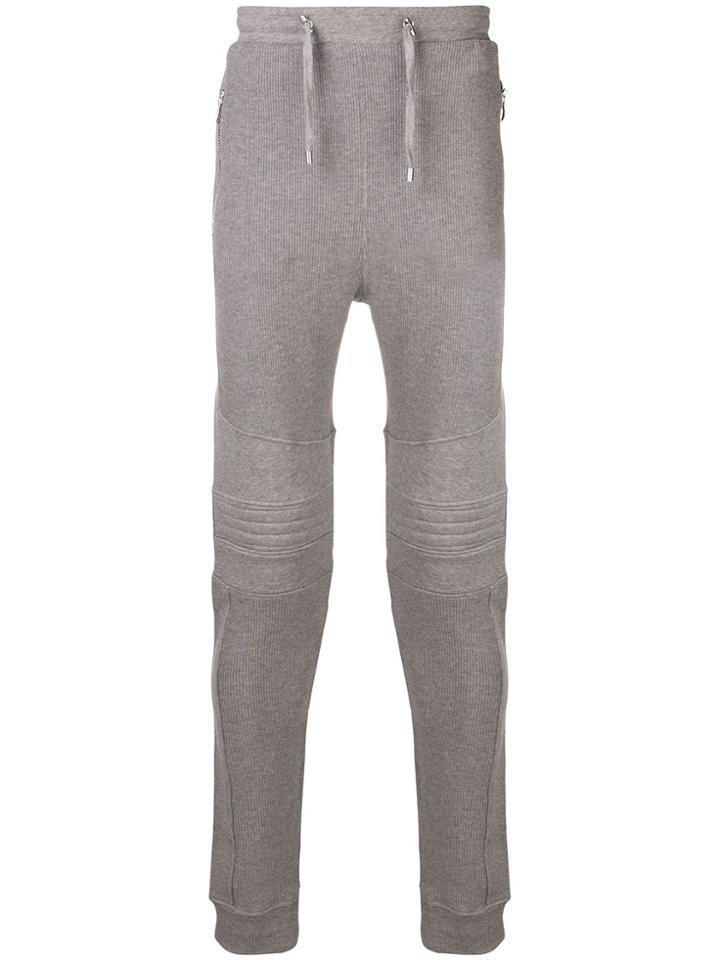 Balmain Ribbed Track Trousers - Grey