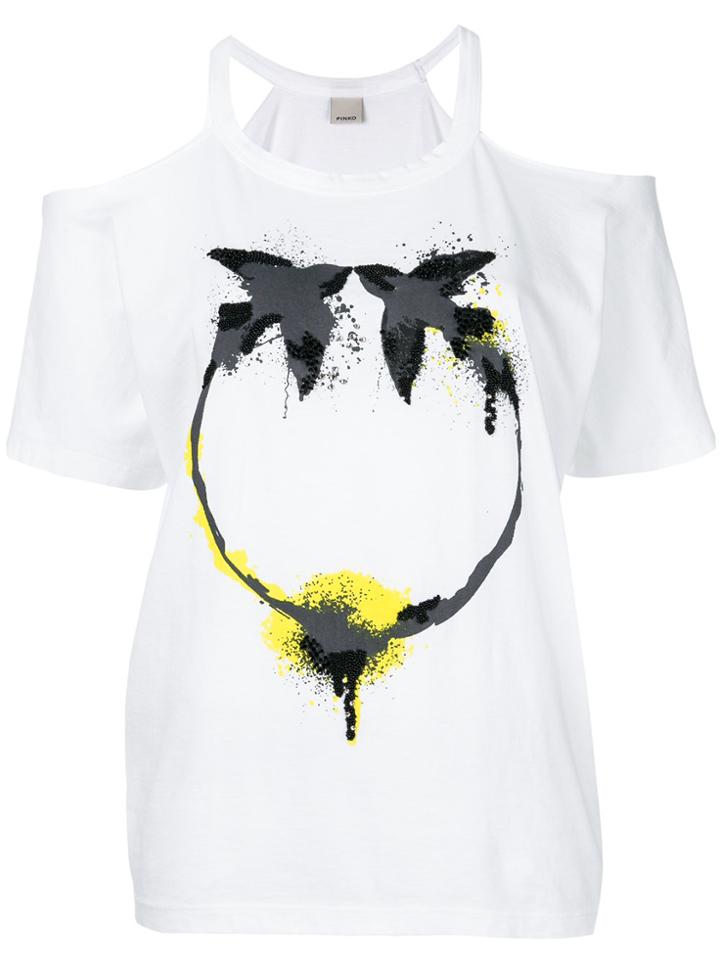 Pinko Cut Out Printed T-shirt - White