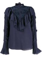 See By Chloé High Neck Ruffled Top - Blue