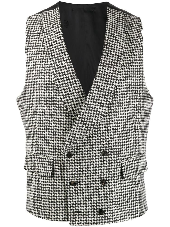 Gabriele Pasini Houndstooth Pattern Waistcoat - White