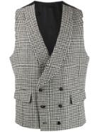 Gabriele Pasini Houndstooth Pattern Waistcoat - White