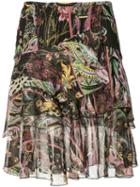 Roberto Cavalli - Floral Print Layered Skirt - Women - Silk/polyester - 38, Black, Silk/polyester