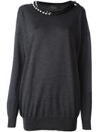 Lanvin Vintage Pearl Embellished Collar Sweater, Women's, Size: 38, Grey