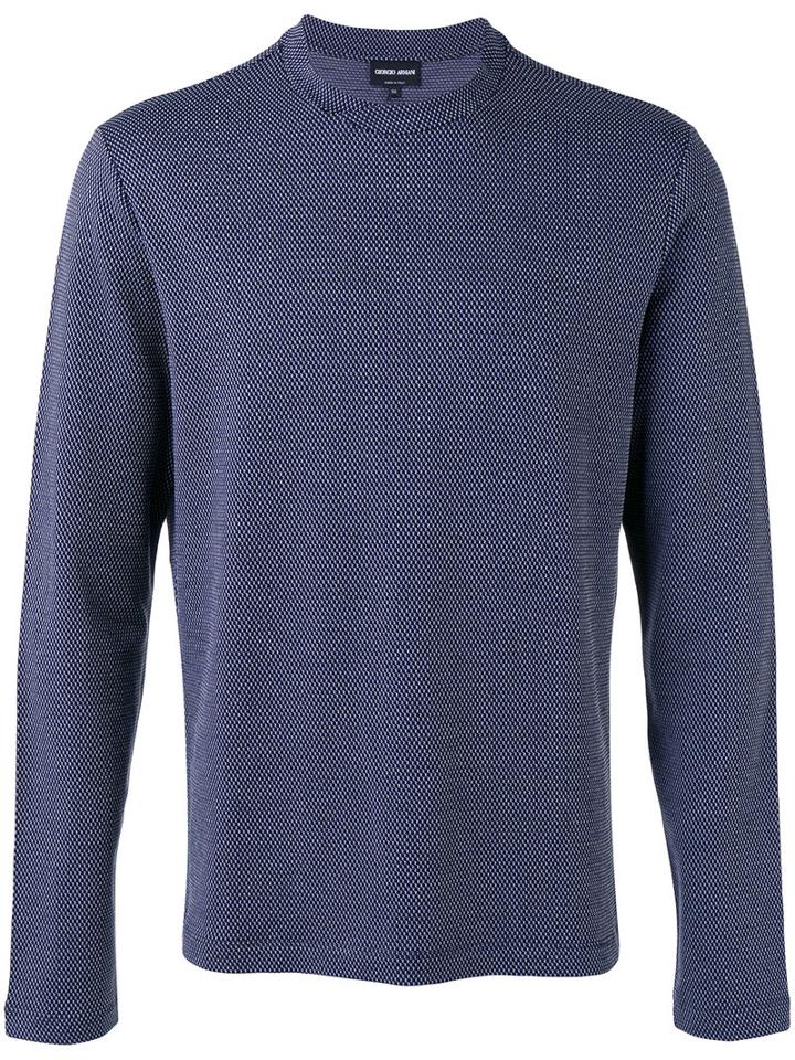 Giorgio Armani Fantasia Patterned Sweater, Men's, Size: 52, Blue, Cotton/spandex/elastane/viscose