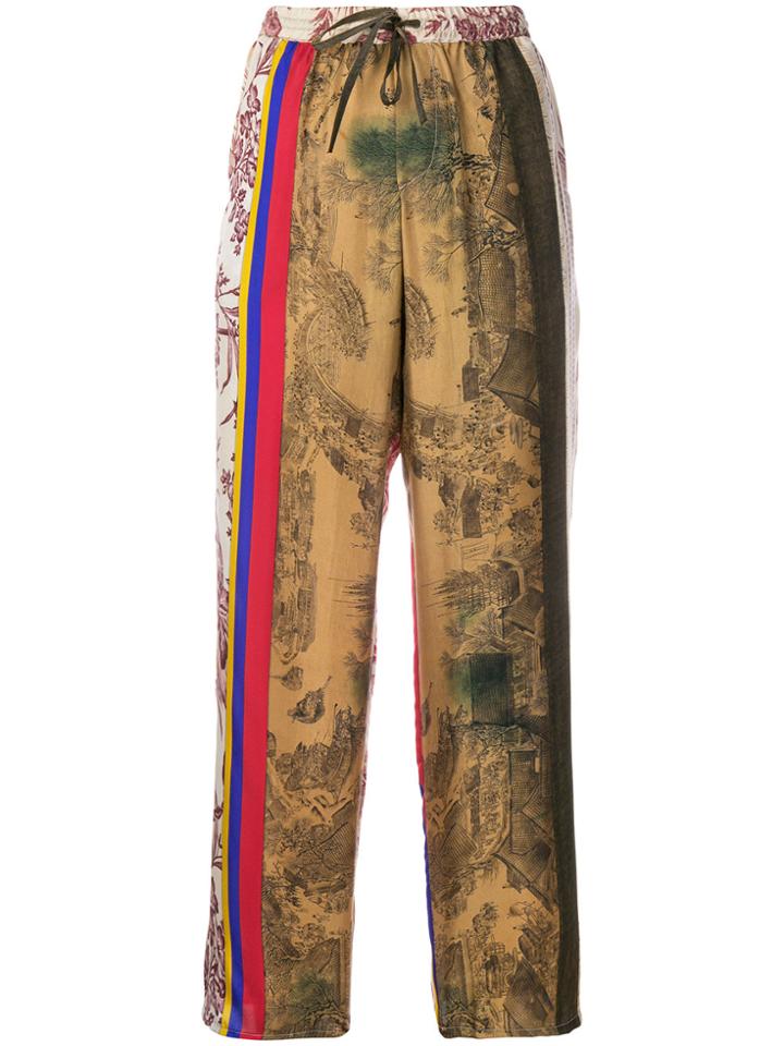 Pierre-louis Mascia Printed Side Stripe Trousers - Nude & Neutrals