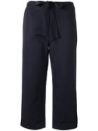 Sara Lanzi - Belted Cropped Trousers - Women - Cotton/linen/flax - M, Black, Cotton/linen/flax