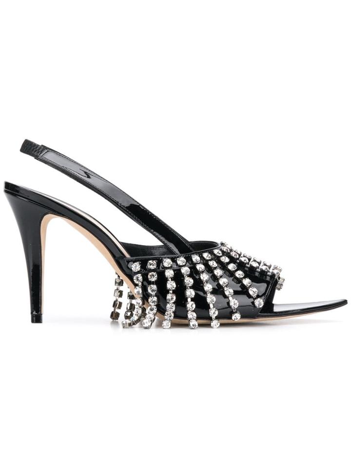 Christopher Kane Crystal Fringe Heeled Sandal - Black