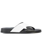 Balmain Bi-colour Crossover Strap Slides - Black